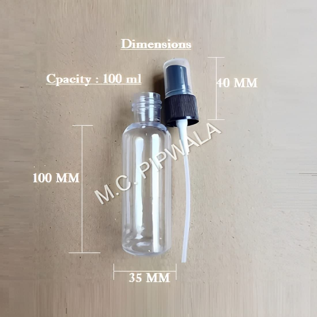 M.C. PIPWALA 6-Pack 100ml Refillable Fine Mist Spray Bottles - Transparent Empty Bottles for Face Moisturizer, Hair Care, Plants, Electronics Cleaning & Travel Essentials | Perfect for Skincare, Home & Travel Use