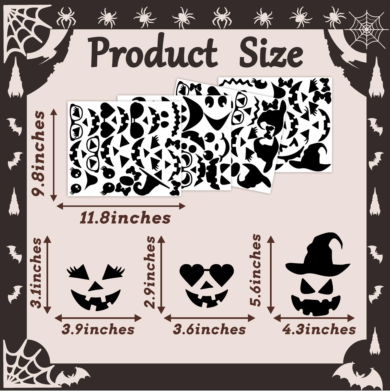 Halloween Pumpkin Face Stickers - Cute & Scary Vinyl Decals for Pumpkins, Glass Jars - DIY Halloween Party Decorations & Crafts - Perfect for Pumpkin Carving, Window Decor, and Halloween Party Supplies
