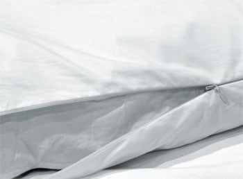 Down Featherbed Protector | 100% Cotton Zippered Cover | Waterproof & Hypoallergenic for Allergy Relief | Perfect for Mattress Protection & Comfort Enhancement