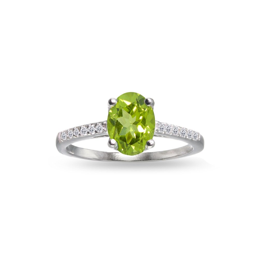 Sterling Silver Peridot Topaz Ring for Women - Elegant Oval Crown Jewelry for Parties & Gifts