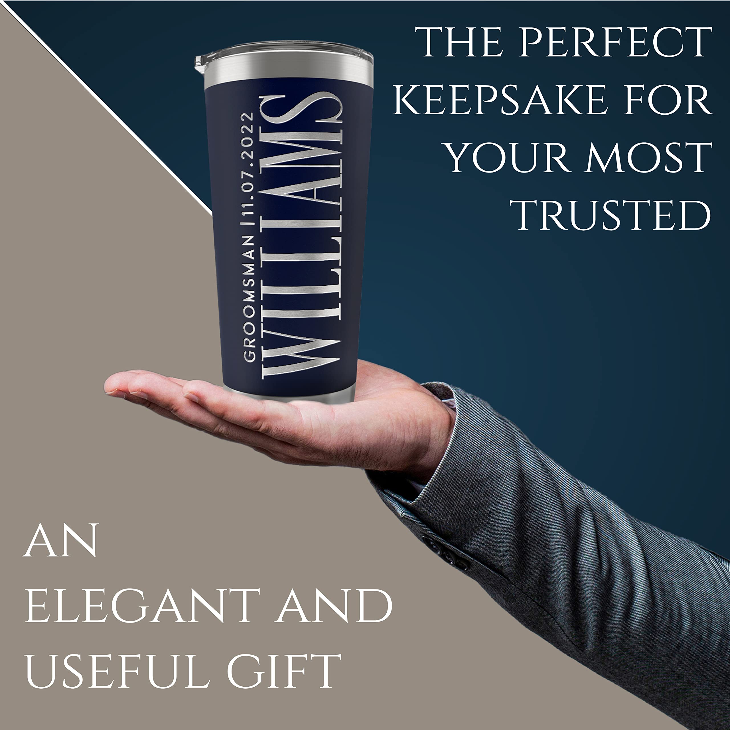 Personalized Groomsmen Gifts Set of 6 - 20oz/30oz Double Wall Stainless Steel Tumblers with Engraved Names & Title - 3 Color Options - Perfect for Wedding Parties, Bachelor Parties & Groomsmen Proposals - Durable & Stylish Drinkware for Men