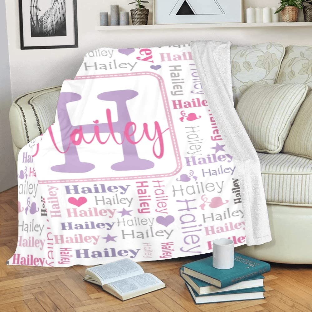 Personalized Baby Blankets with Name - Custom Monogram Baby Blanket for Boys & Girls | Soft Flannel Receiving Blanket | Perfect Baby Shower Gift & Nursery Essential