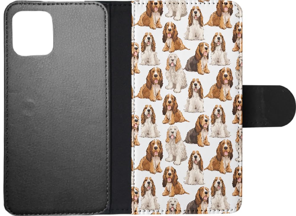 Faux Leather Flip Wallet Phone Case for Apple iPhone 12 Pro Max - Cute Grand Basset Griffon Vendeen Puppy Dog Design | Perfect for Everyday Use, Travel & Gift Giving
