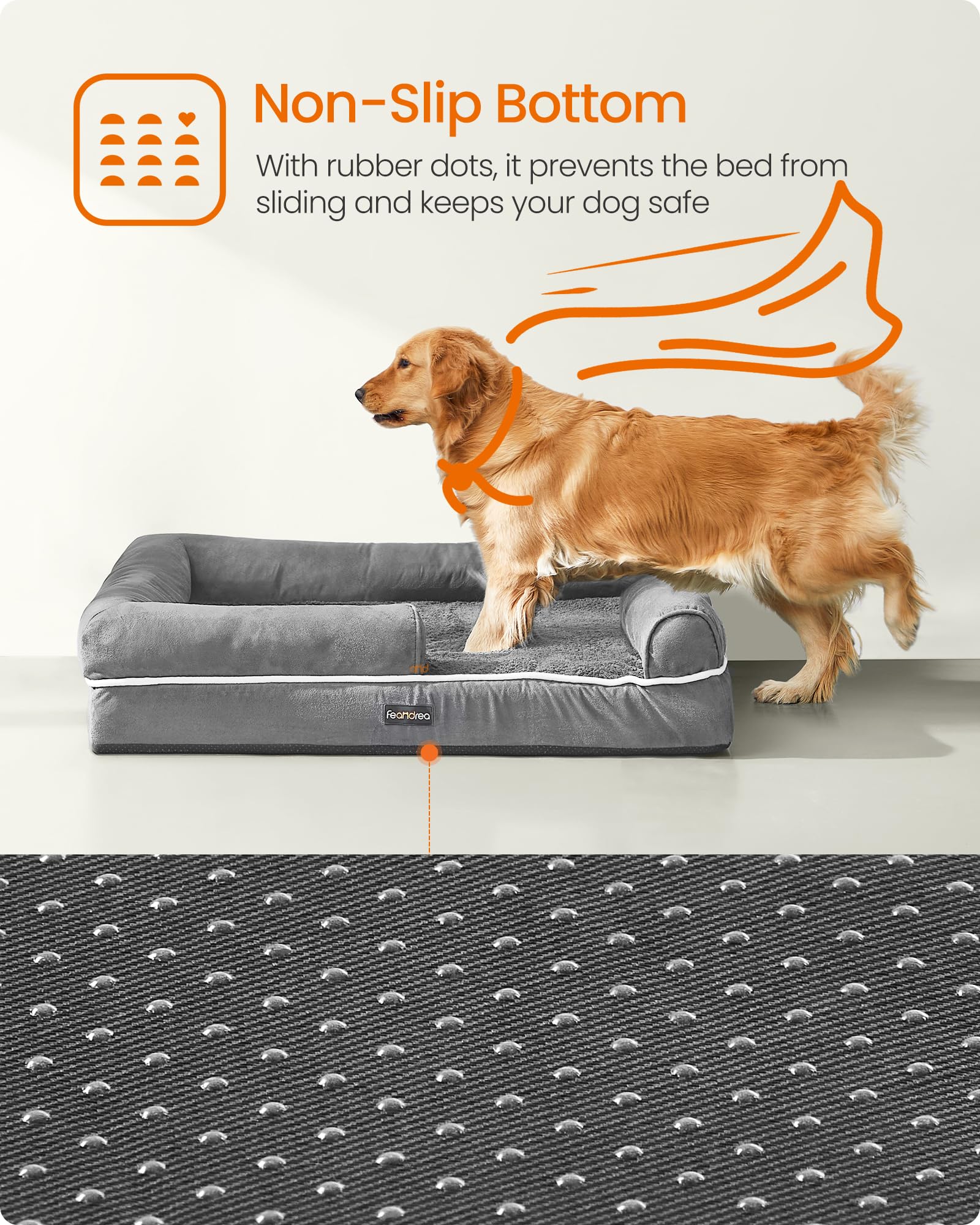 Feandrea Orthopedic Dog Bed Large - Waterproof Washable Cover for Pets