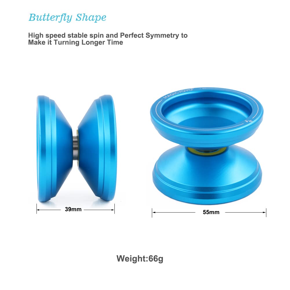 MagicYoYo V6 Locus Professional Metal Yo-Yo for Kids, Teens & Adults - Beginner to Advanced Level with Glove, Storage Bag & 5 Strings Kit (Deep Blue) - Perfect for Practice, Tricks, Competitions & Stress Relief