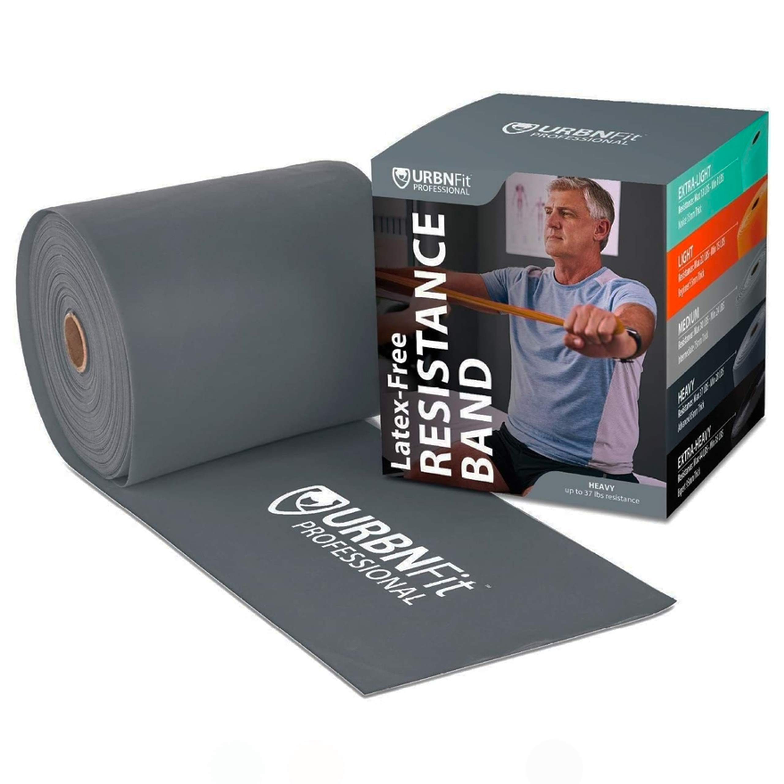 URBNFit Professional Resistance Bands - 25 Yards (75ft) Latex-Free Elastic Exercise Fitness Band Roll - Scent-Free & Powder-Free - Ideal for Physical Therapy, Rehabilitation, Yoga, Pilates & Home Workouts - Great for Strength Training, Stretching & Mobility Exercises