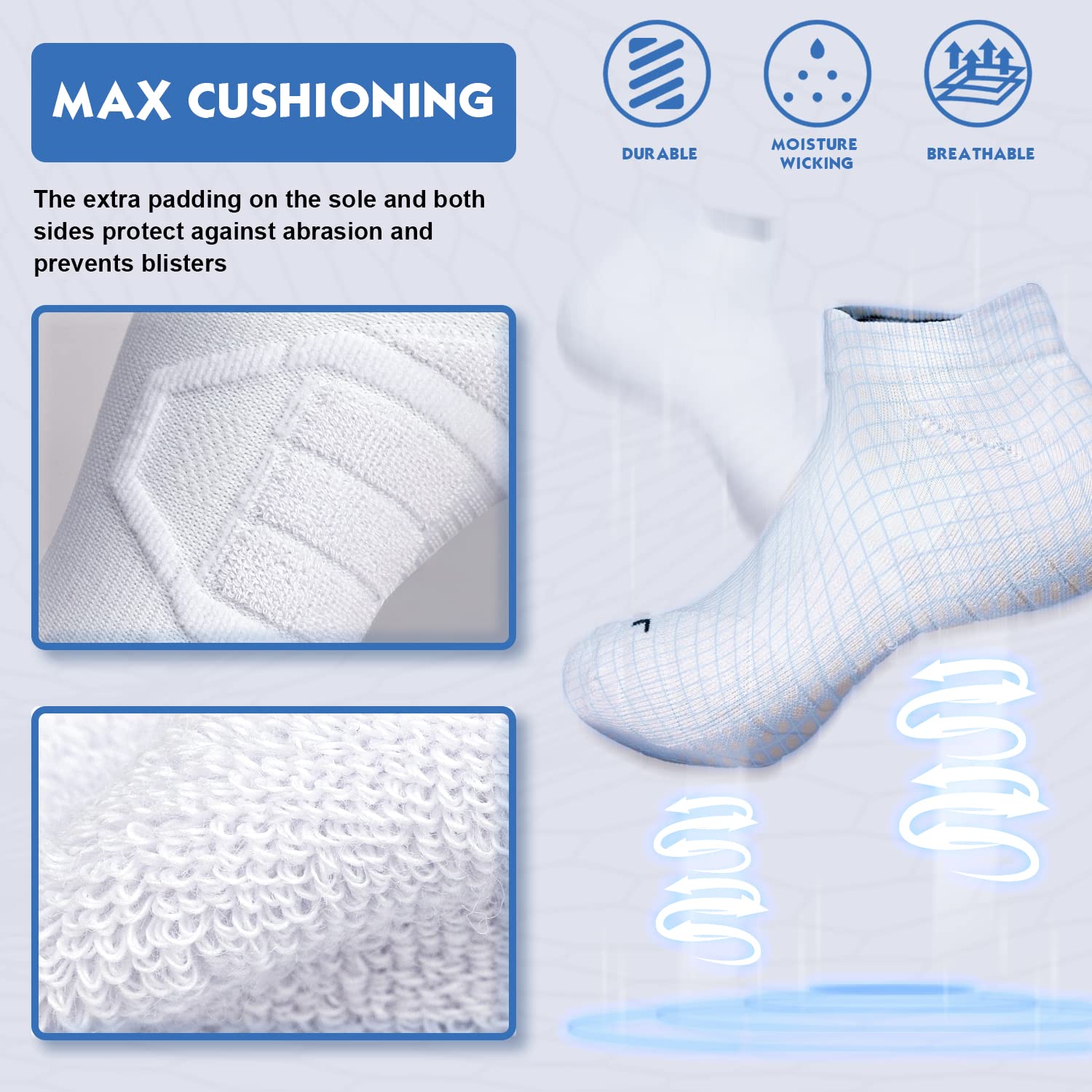 Hylaea Athletic Running Socks - Cushioned & Moisture Wicking Low Cut Socks for Men & Women - Perfect for Marathon, Jogging & Workout