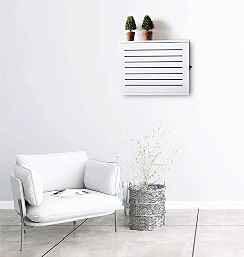 White Solid Wood WiFi Router Storage Box - Wall-Mounted Cable Organizer for Living Room, Set-Top Box Cover with Floating Shelf - Perfect for Home Office & Entertainment Center Organization