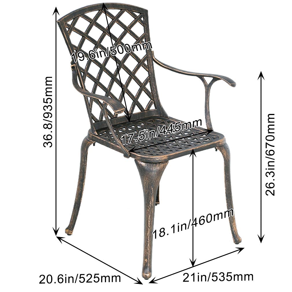 **Outdoor Patio Dining Set - 3-Piece Metal Bistro Stackable Chairs, All-Weather Cast Aluminum Garden Furniture for Patio, Lawn, Camping (Bronze, 37 x 25 x 25 in) - Perfect for Backyard BBQs, Poolside Lounging & Outdoor Entertaining**