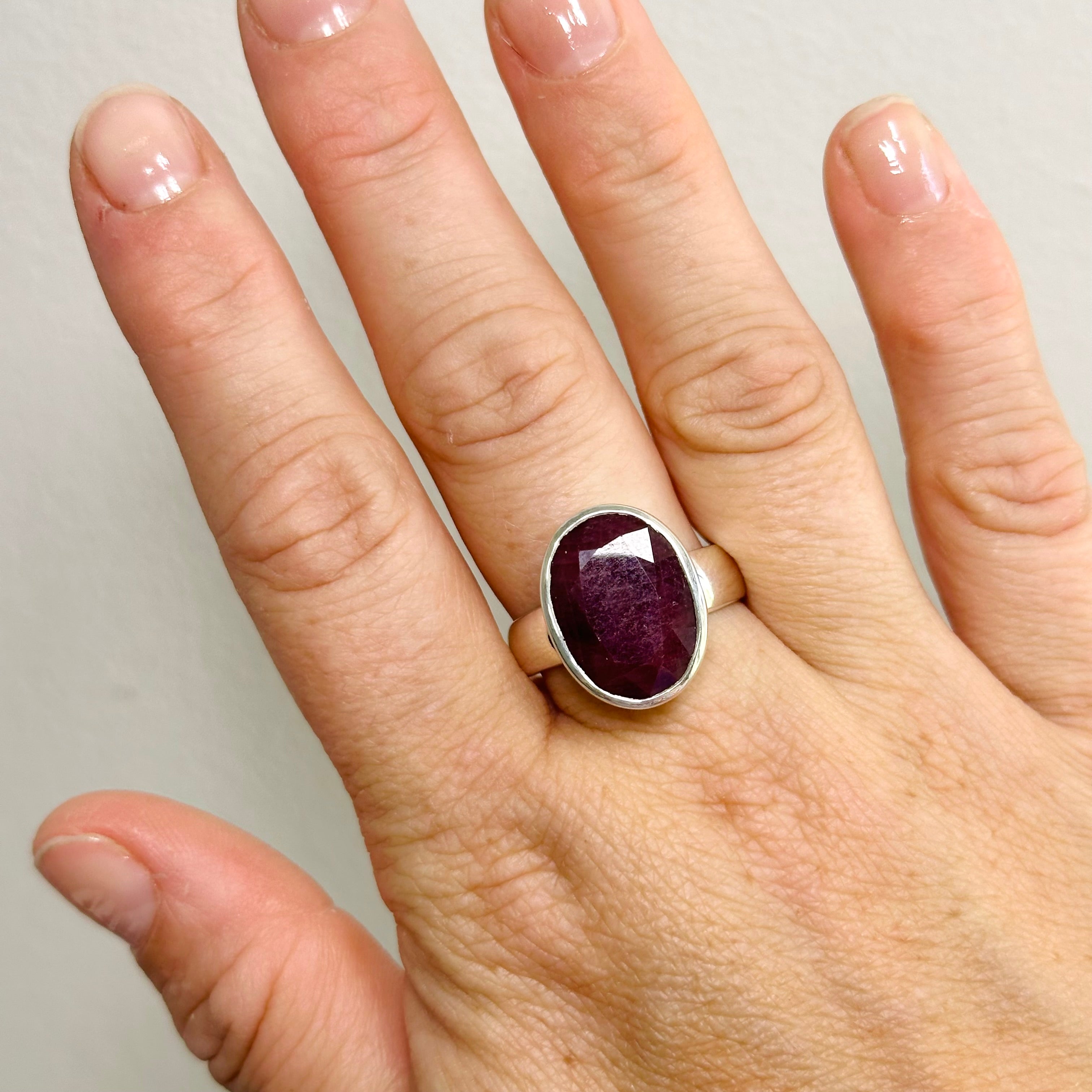 Ruby Oval Faceted Ring Size 11 - PRGJ821 | Elegant Gemstone Jewelry for Women, Perfect for Weddings, Anniversaries & Special Occasions
