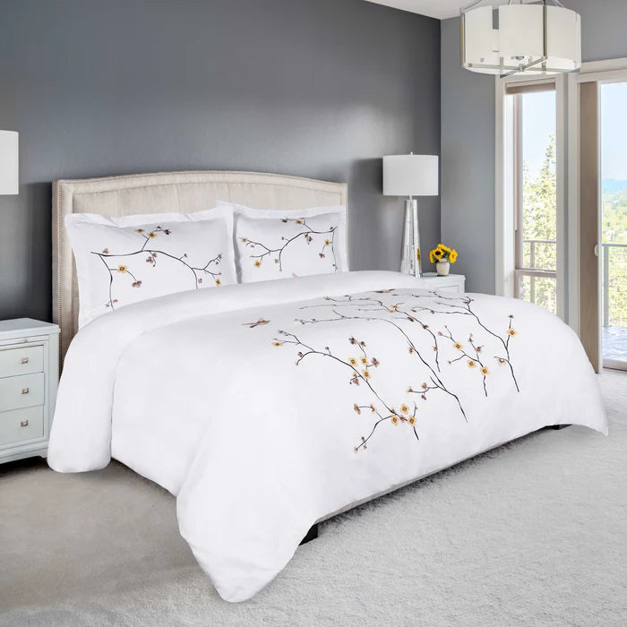 Blossom Cotton Floral Duvet Cover Set - Queen Size 3-Piece Bedding Set with Pillowcases | Soft Breathable Comforter Cover for Spring & Summer | Perfect for Bedroom Decor, Guest Room & Cozy Home