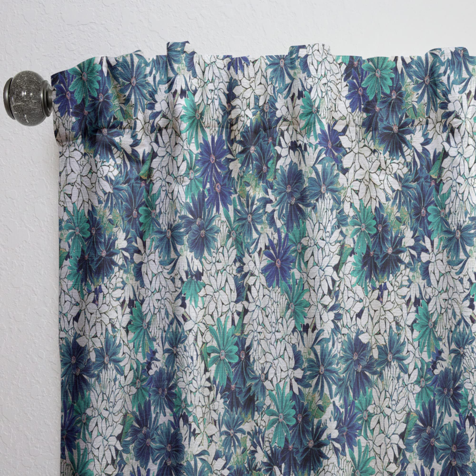 DesignQ Thermal Insulated Curtains - Turquoise & White Ocean Floral Pattern - Single Panel 52x90 Inches - Blackout Drapes for Bedroom & Living Room - Perfect for Home Decor & Light Control