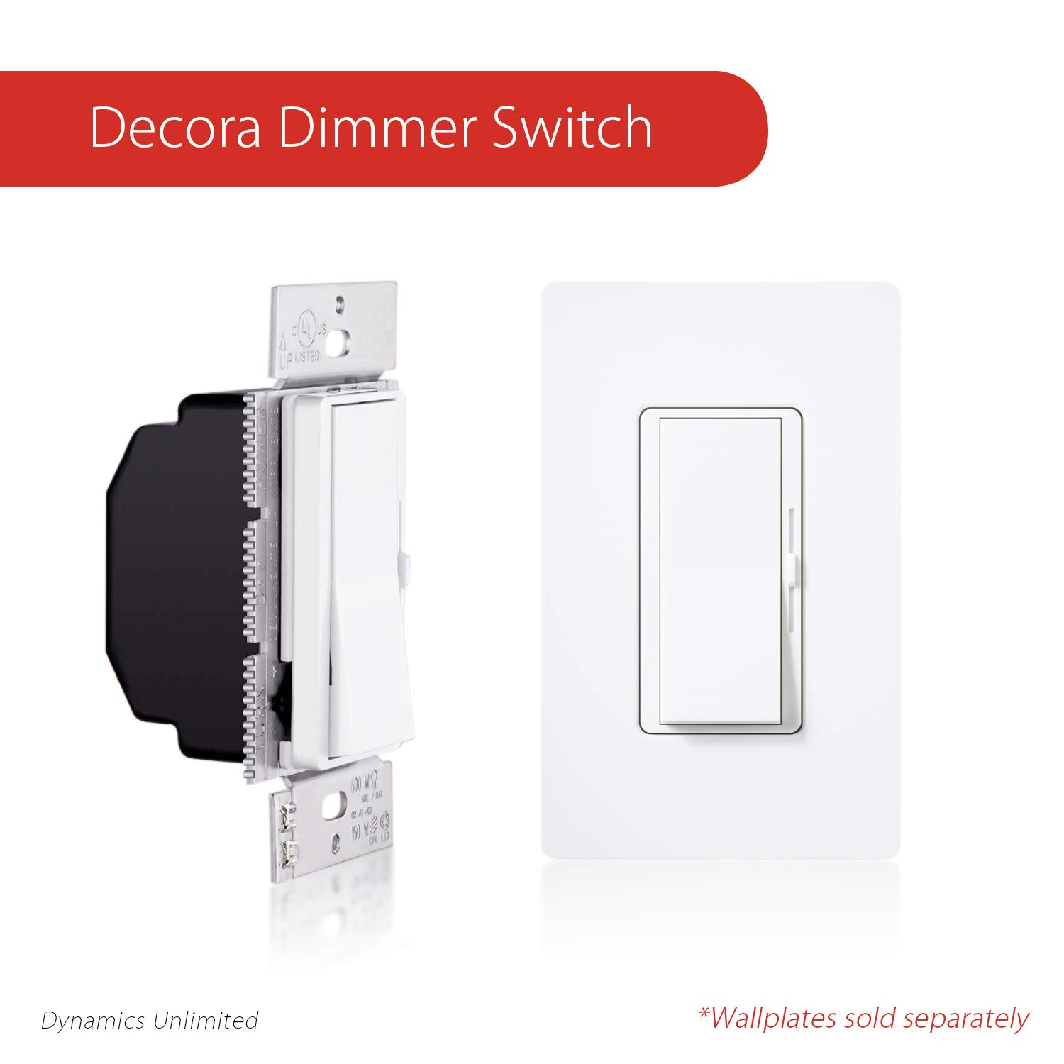 10 Pack Dimmer Switch - Single Pole or 3-Way, 600W LED/Incandescent Compatible - White Wall Plate Not Included - Perfect for Bedroom, Living Room & Kitchen Lighting Control