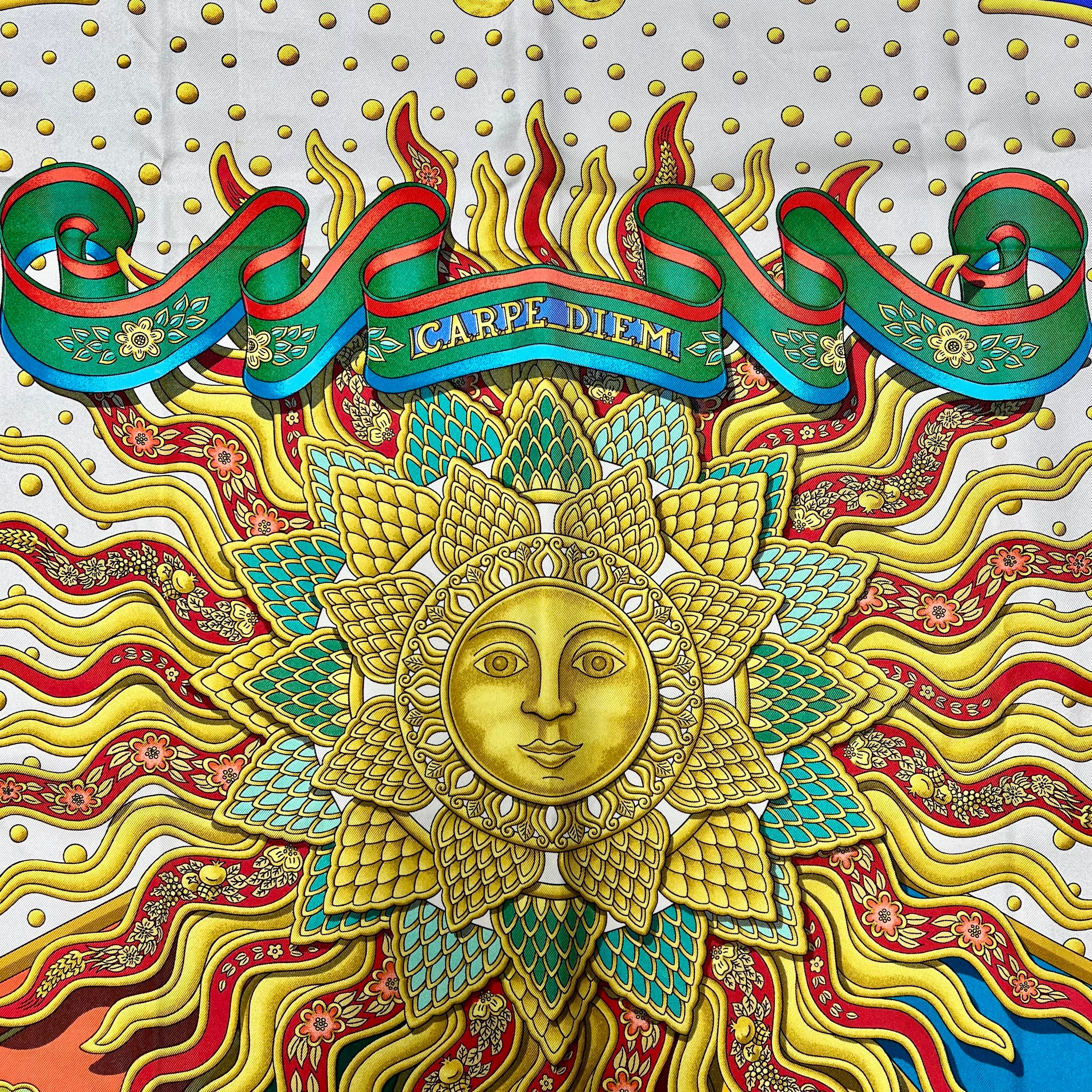 Hermes Carpe Diem Silk Scarf - Luxury Women's Fashion Accessory for Summer, Beach & Travel | Perfect for Gifts, Weddings & Special Occasions