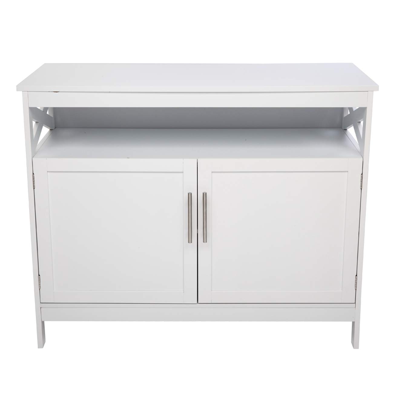 FCH White Double Door Side Cabinet with Partition - Storage Cabinet for Kitchen, Living Room, Bedroom | Organize Drawers, Cupboard, Oven, Fridge | Perfect for Closet Seat, Door & Window Areas
