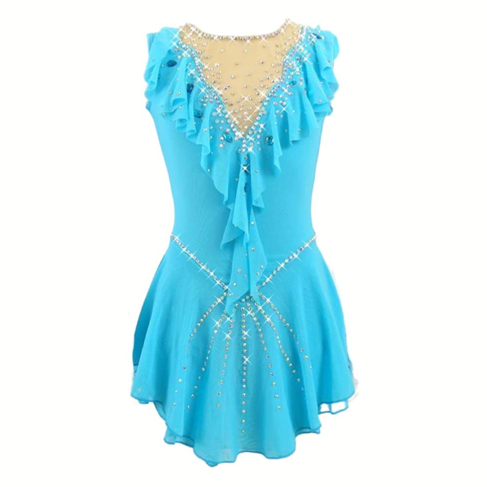 Women's Ice Skating Dress - Elegant Sky Blue Figure Skating Costume for Teens & Adults - Perfect for Competitions, Performances & Ice Dance Shows
