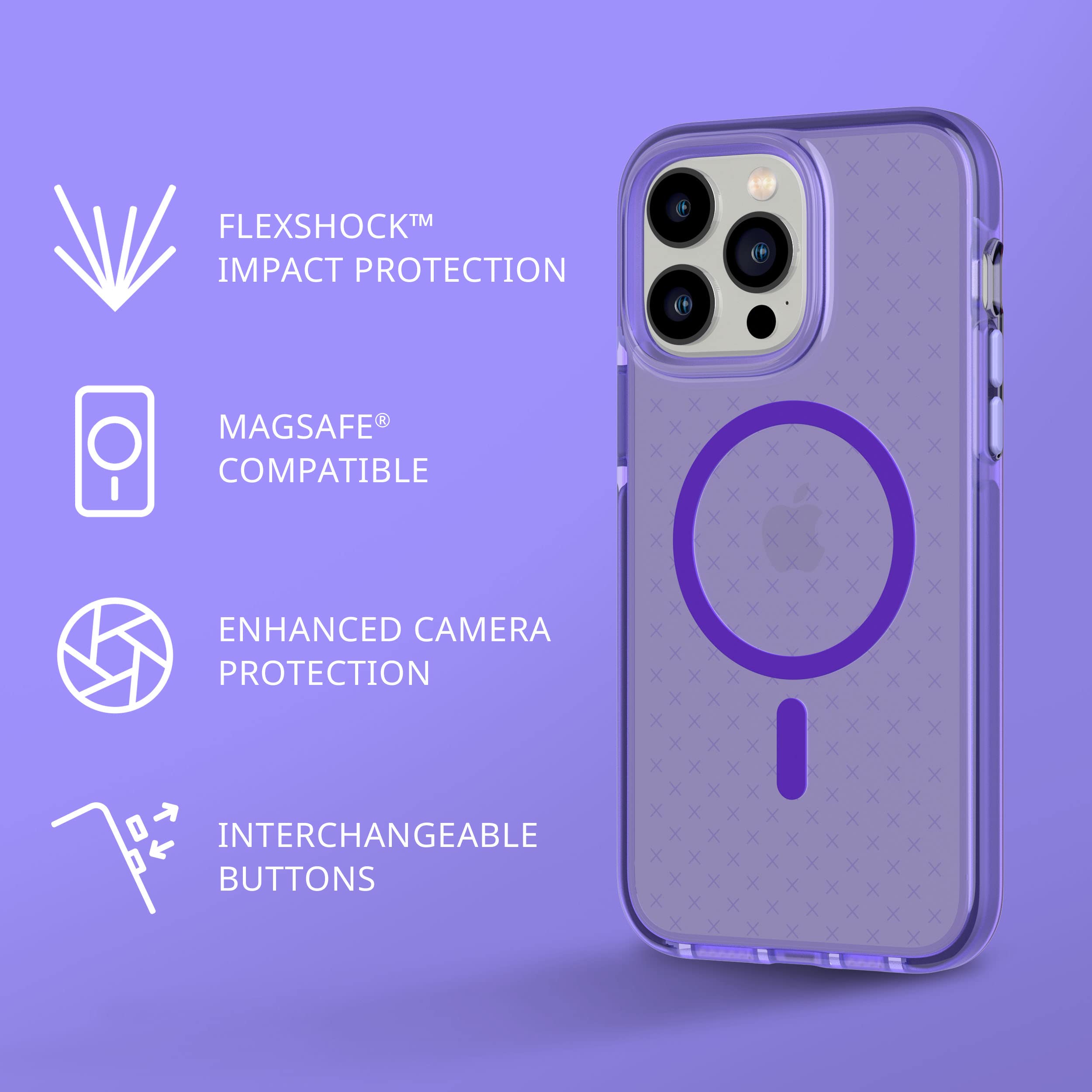 Tech21 Evo Check iPhone 14 Pro Max Case - MagSafe Compatible, Shock-Absorbing Slim Protective Cover with 16ft Drop Protection & Tactile Buttons | Perfect for Outdoor, Travel & Everyday Use