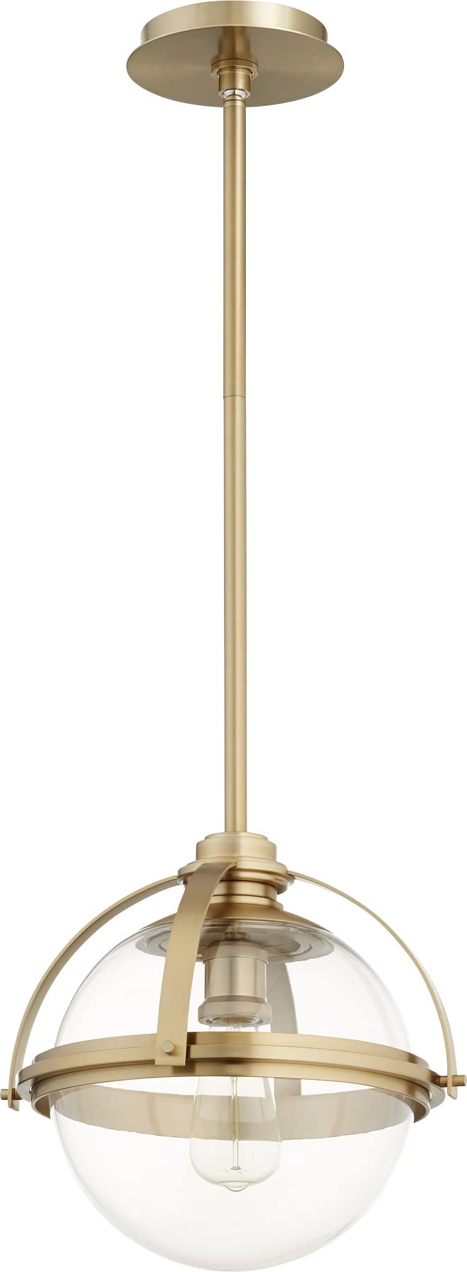 88-13-80 Contemporary Modern One Light Pendant in Brass - Antique Finish | Elegant Lighting Fixture for Dining Room, Kitchen Island & Entryway