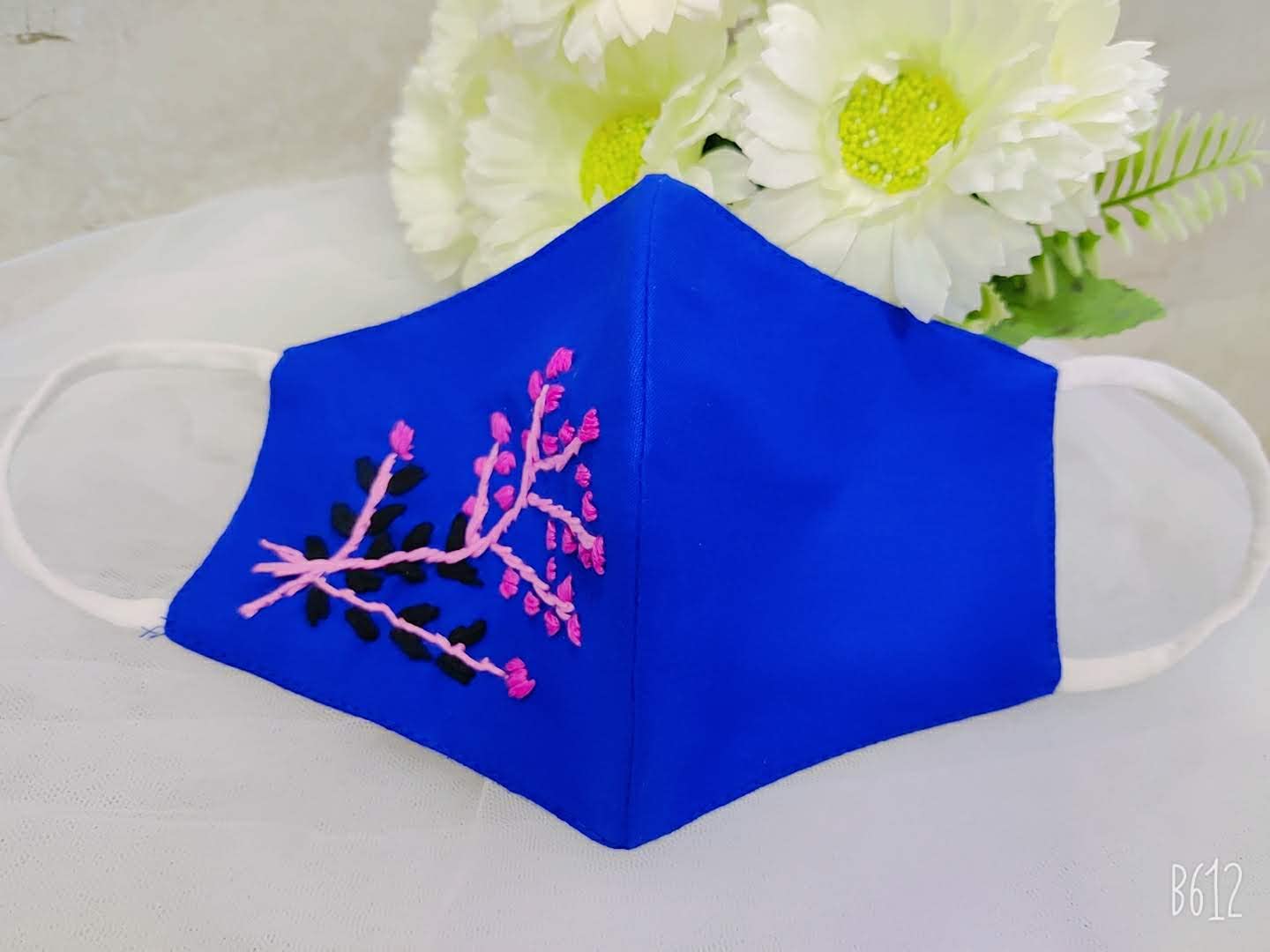 SudhasagarHouse | Hand Embroidered Cotton Face Mask for Women - 100% Breathable Reusable Washable Fashion Mask - Stylish Designer Wedding & Party Accessory - Perfect for Special Occasions, Bridal Events and Daily Fashion Protection
