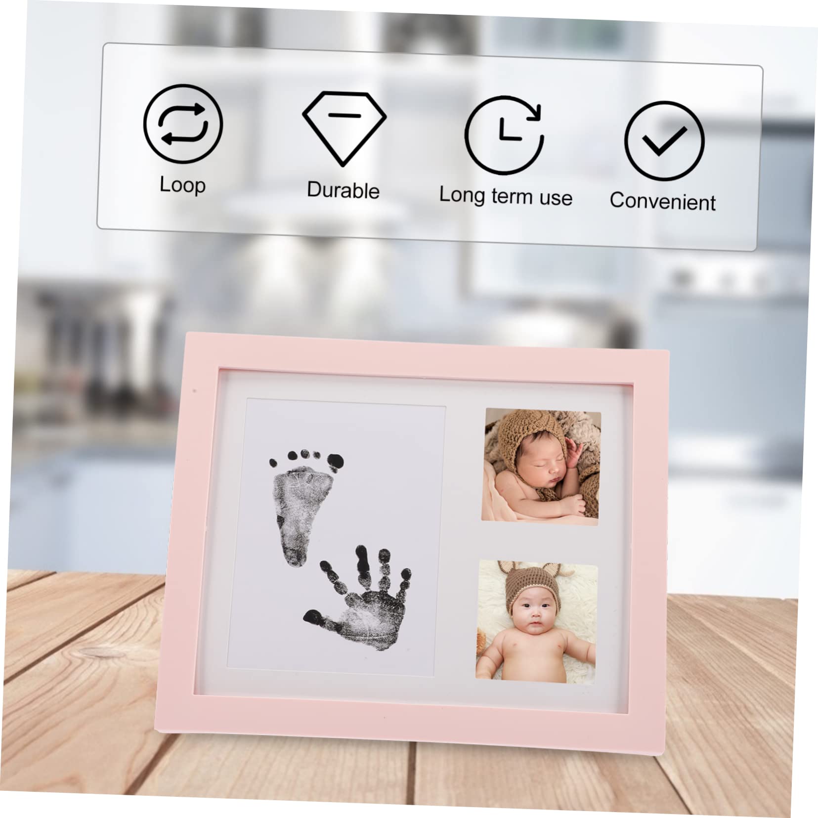 iFundom 2-Pack Baby Growth Photo Frame Set - Ink Handprint & Footprint Keepsake for Newborns, Shower Gift, Nursery Decor (Black Plastic) - Perfect for Baby Showers, First Birthdays & Milestone Memories