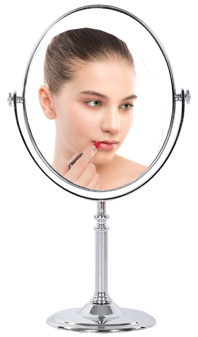 KRIVA Dual Sided Makeup Mirror 1X & 5X Magnification - Portable Folding Vanity Mirror with Stand for Bathroom, Bedroom, Dressing Table | Perfect for Makeup Application, Shaving, Skincare & Beauty Salon Use | Great Gift Idea for Women