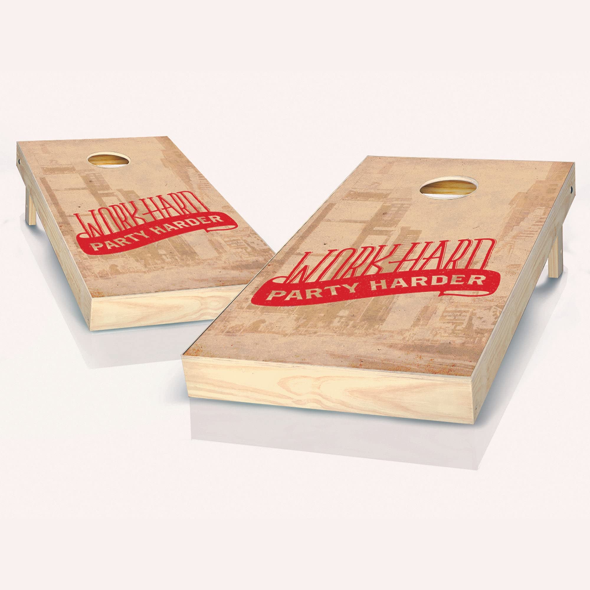 Skip's Garage Work Hard Party Harder Cornhole Game Set - 2 Premium Boards & 8 Pro Bean Bags with Accessories - Perfect for Backyard BBQs, Tailgating & Outdoor Parties