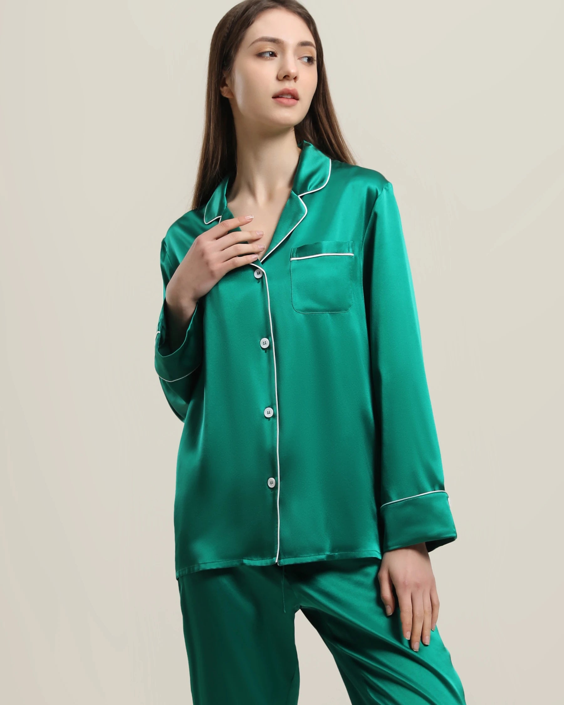 22 Momme Classic Silk Pajamas Set for Women - Luxurious 100% Mulberry Silk Sleepwear - Soft & Breathable Nightwear for Comfortable Sleep & Relaxation at Home