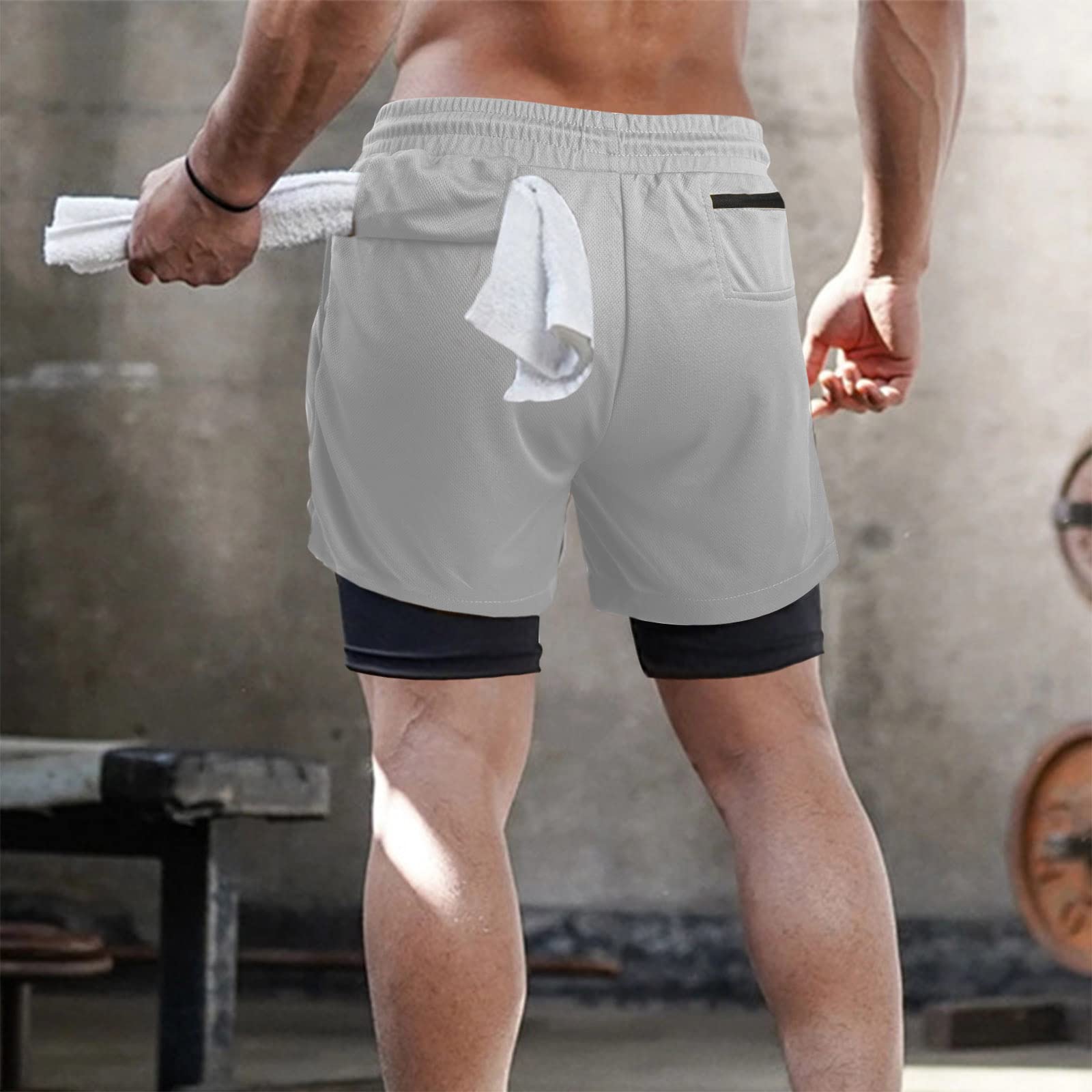 Surenow Men's 2-in-1 Running Shorts - 7-Inch Gym Workout Shorts with Liner for Yoga, Training & Outdoor Sports | Lightweight & Breathable for Summer Activities