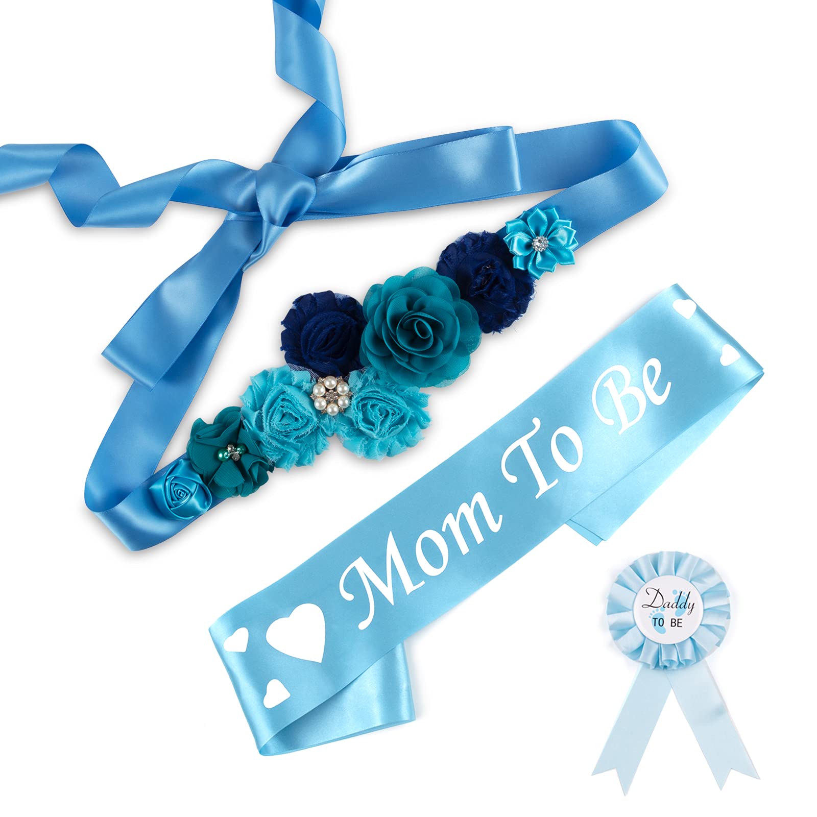 Baby Shower Sash for Mom - Royal Blue Gender Reveal Keepsake