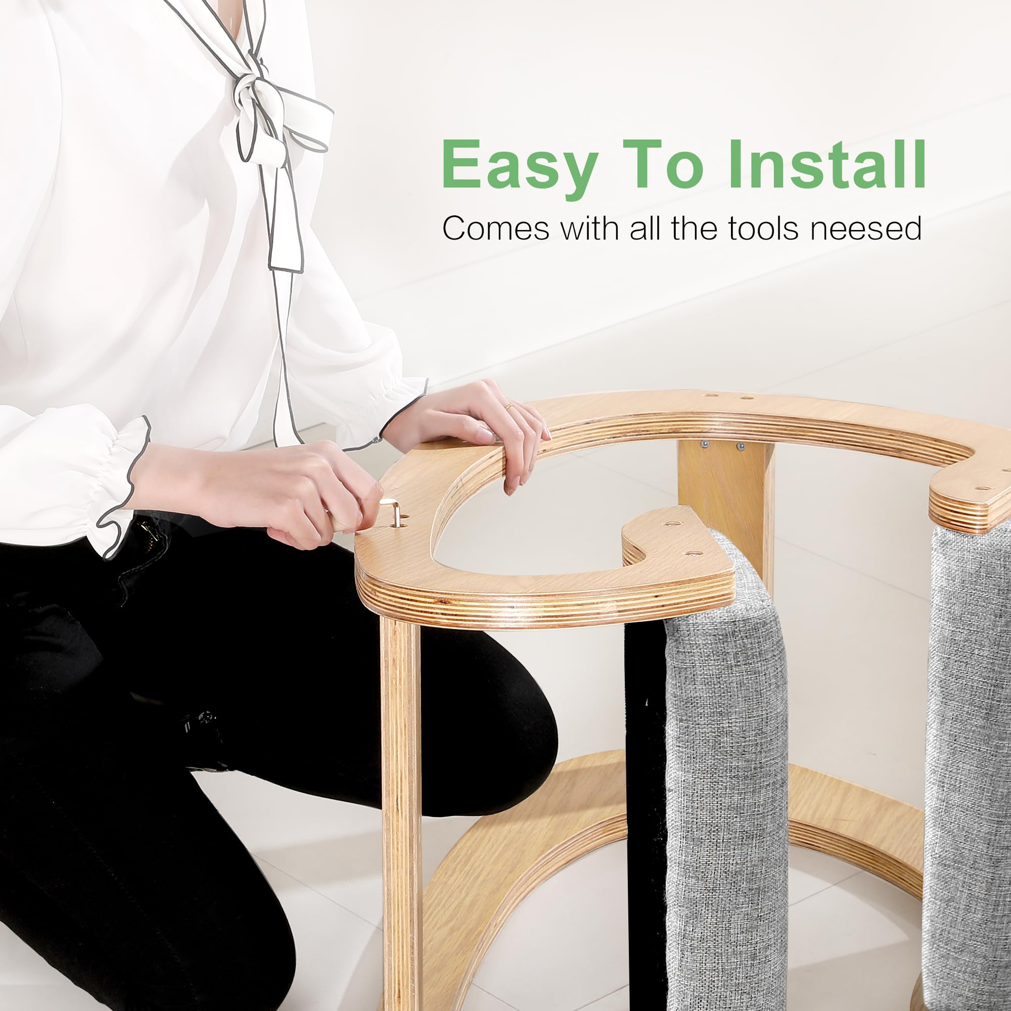 Ergonomic Kneeling Chair for Office & Home - Rocking Knee Stool with Wooden Frame & Linen Cushion - Improves Posture & Relieves Back/Neck Pain - White Oak Grey - Perfect for Meditation, Workstations & Pain Relief Therapy