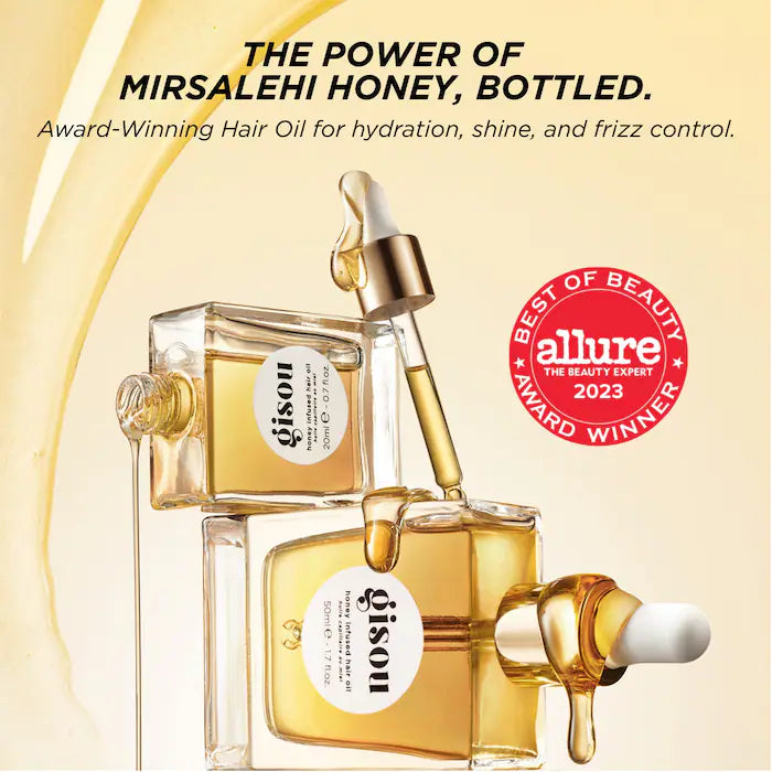 Gisou Honey Infused Hair Oil - Natural Nourishing Treatment for Dry, Damaged Hair - Perfect for Daily Hydration & Styling