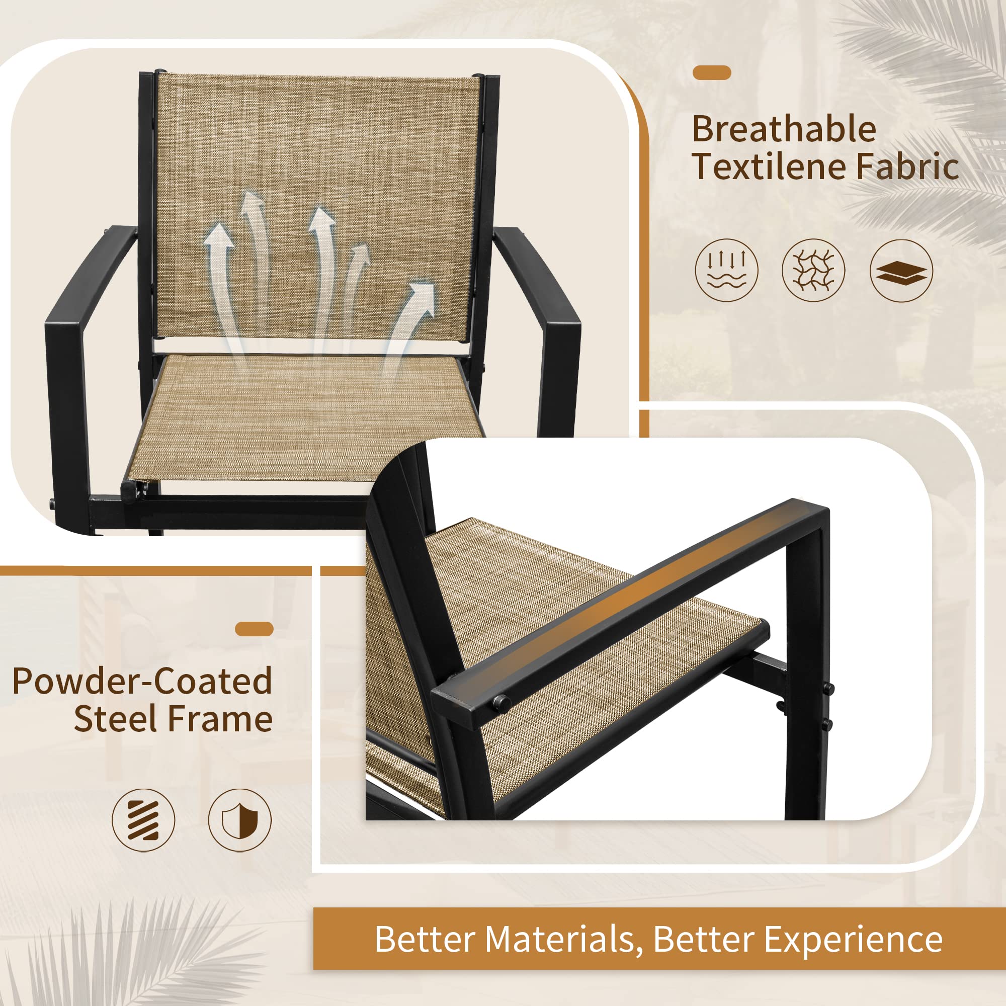 Flamaker 4-Piece Outdoor Patio Furniture Set - Modern Textilene Bistro Conversation Set with Loveseat & Tea Table in Yellow - Perfect for Home, Garden, Lawn, Balcony & Backyard Relaxation