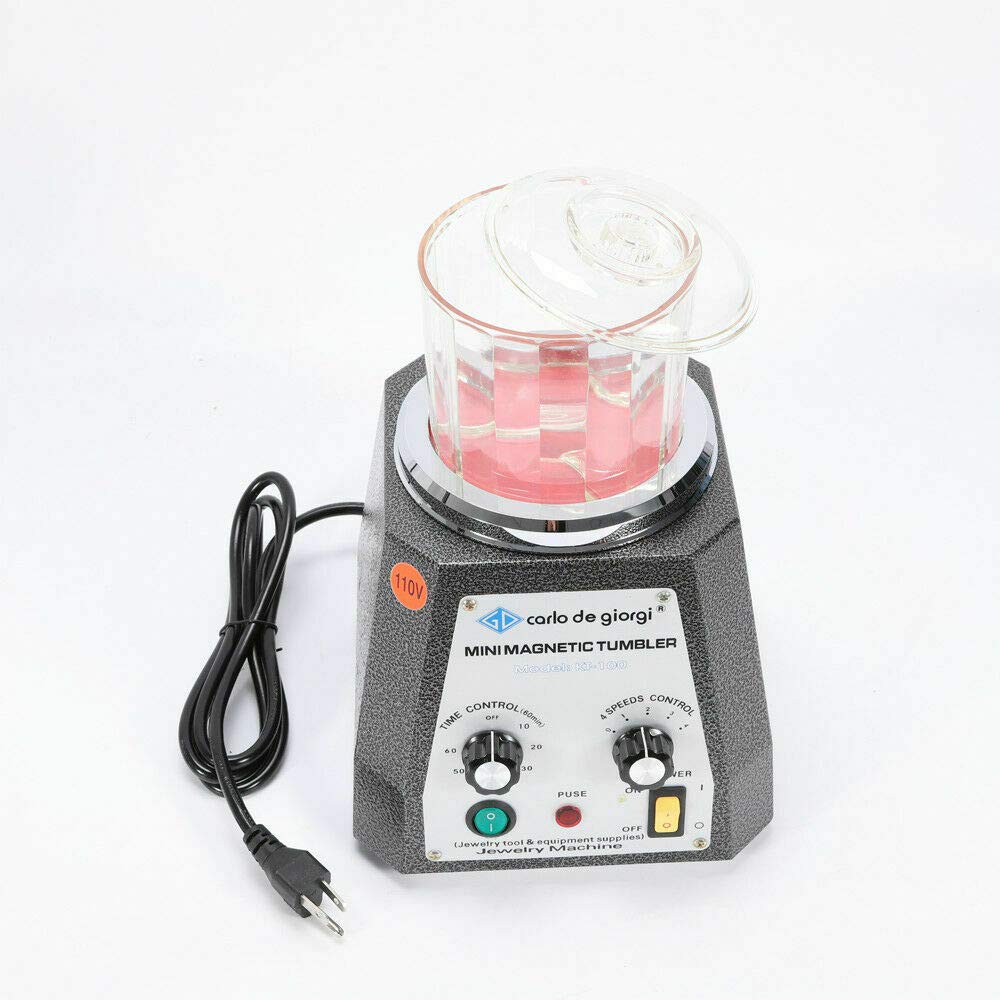 KT-100 Magnetic Tumbler - 100mm Jewelry Polisher & Finisher with 4-Speed Control for Metal, Silver, Gold Jewelry Cleaning & Polishing - Perfect for Jewelry Makers, DIY Crafts & Small Workshop Use