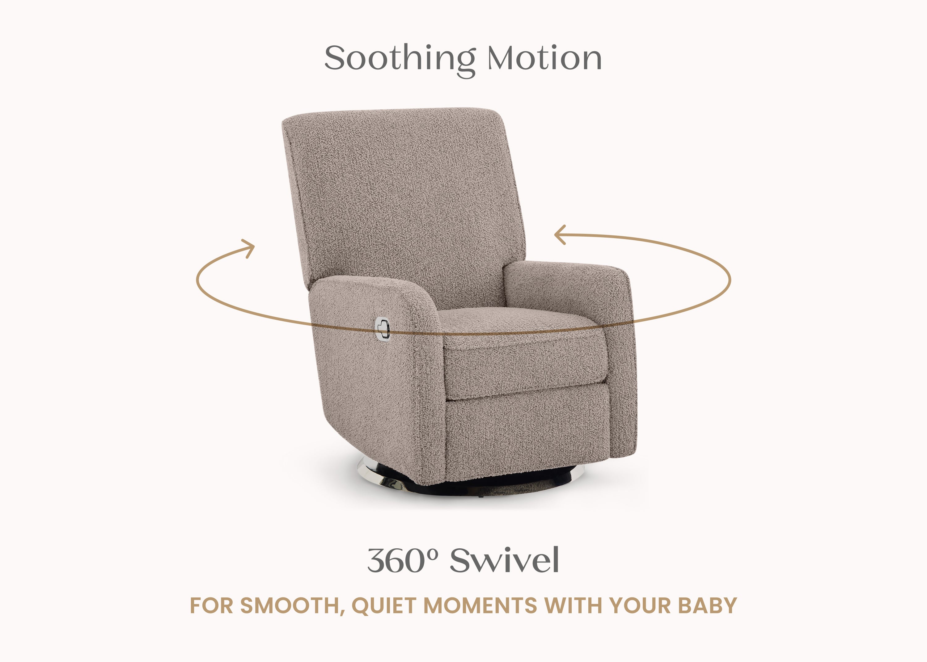 Nest Nursery Swivel Recliner Chair - 360 Degree Rotating Glider Rocker with Lumbar Support - Perfect for Nursing, Feeding & Comfort in Baby Nursery or Living Room