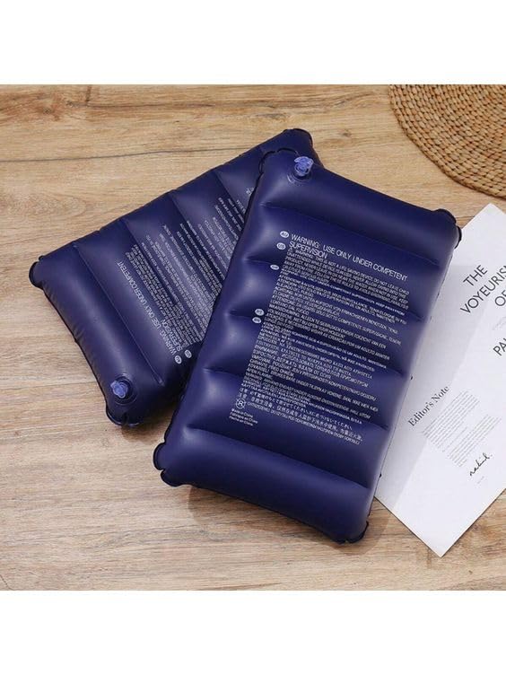 HONTECH Soft Velvet Inflatable Travel Pillow - Lightweight Portable Air Cushion for Neck, Lumbar & Spine Support - Navy Blue - Perfect for Airplanes, Office Chairs & Car Rides