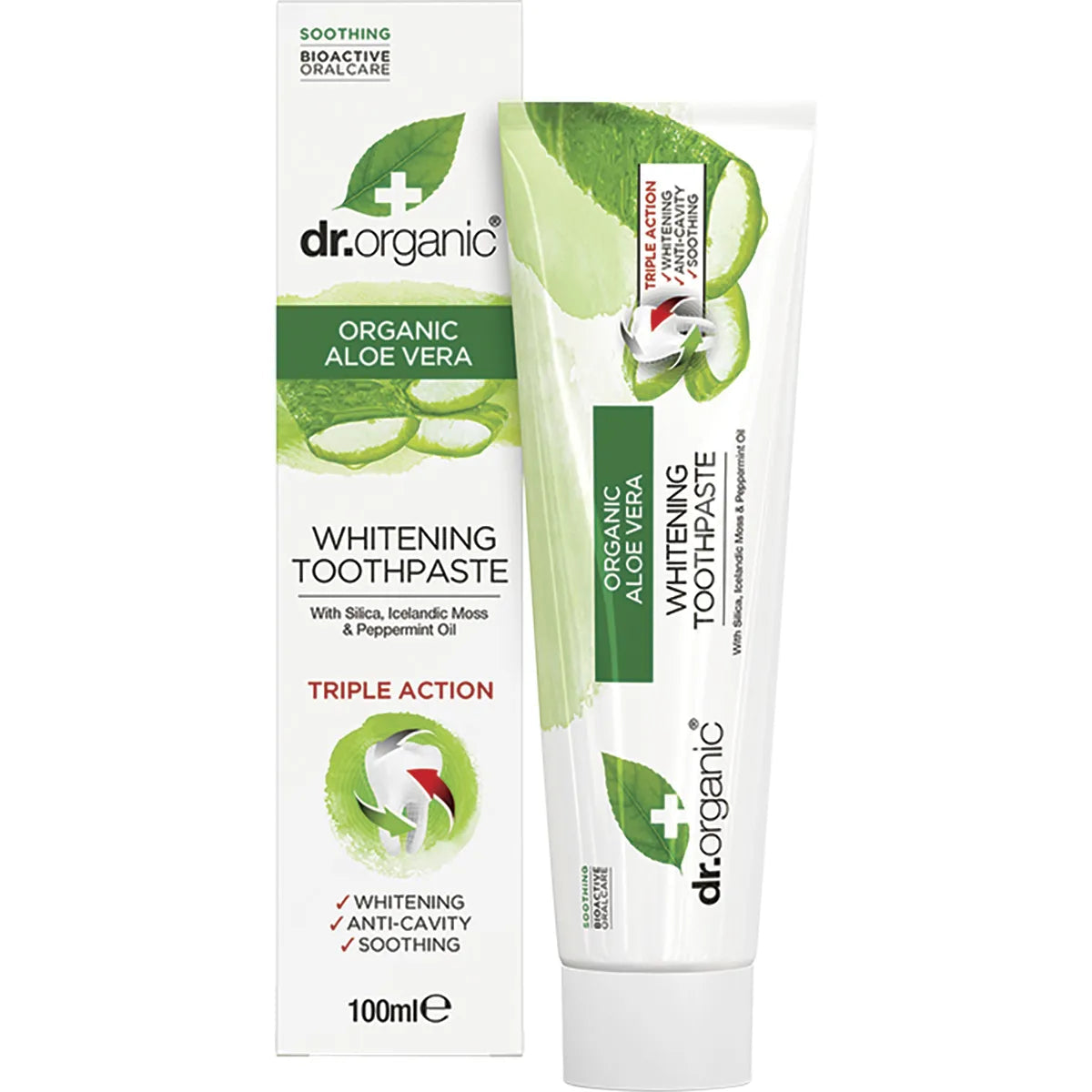 Dr Organic Whitening Toothpaste with Aloe Vera - Natural & Fluoride-Free for Sensitive Teeth - Fresh Breath & Gum Care - Perfect for Daily Oral Hygiene & Travel