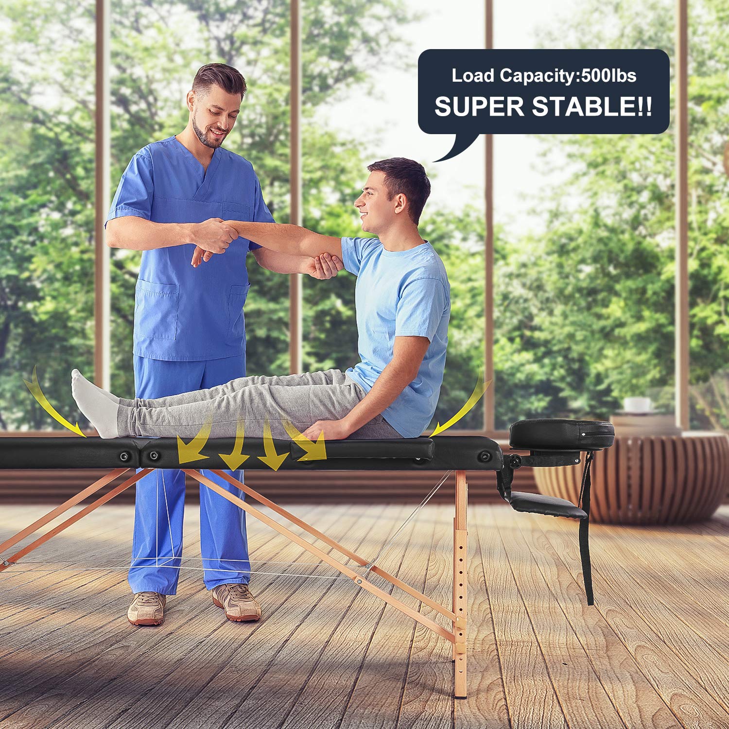 Portable Massage Table with Carrying Bag - Adjustable Height Facial & Lash Treatment Bed for Spa, Salon - Foldable Design with Headrest & Armrest - Perfect for Professional Therapists & Home Use