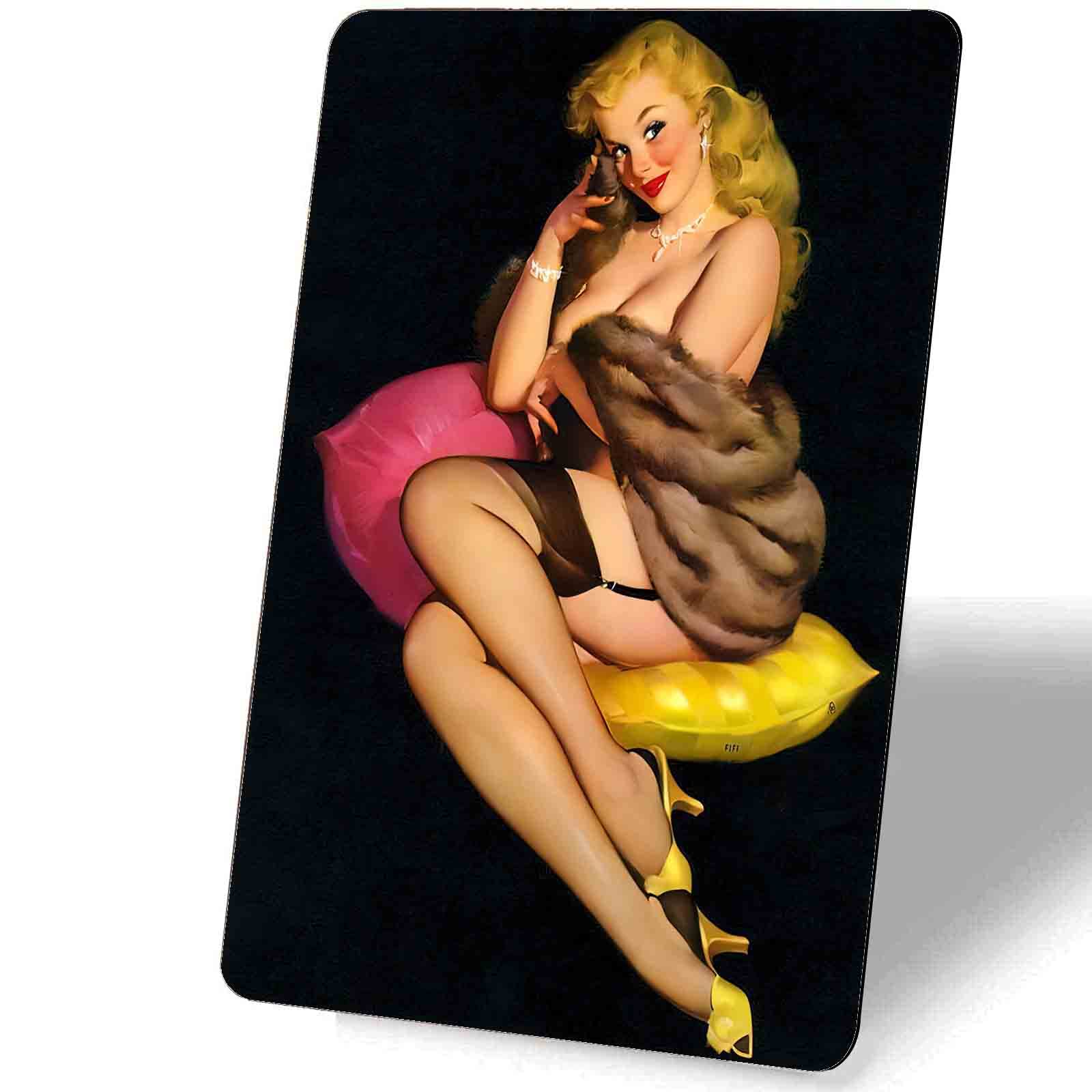 Vintage Metal Tin Sign - Retro Nude Woman Wall Art Decor for Bathroom, Bar, Restaurant & Cafe - 12x16 Inch Rustic Home Decor - Perfect for Vintage Themed Spaces & Man Cave Decor