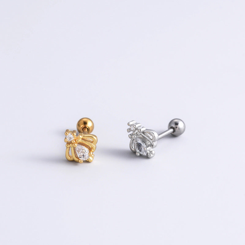 20G Cartilage Surgical Steel Tiny Flower & Butterfly Earrings - Conch & Ball Back Stud Earrings for Women | HSPJ892 | Perfect for Daily Wear, Parties & Gifts