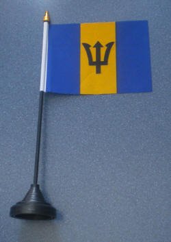 Barbados Country Desk Flag - Mini Barbados National Flag for Office, Home, or Classroom Decor - Perfect for International Events, Travel Souvenirs, and Cultural Displays