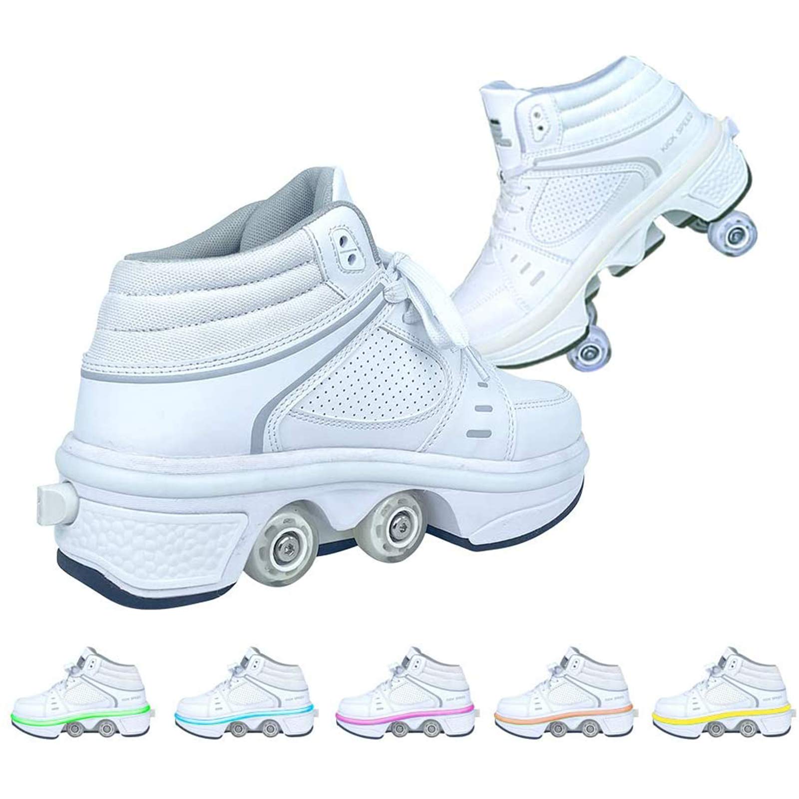 MLyzhe Deformation Roller Shoes for Men & Women - Automatic Walking Shoes with Double-Row Wheels for Adults & Kids - Inline Skates with Hidden Wheels for Indoor/Outdoor Sports, Commuting & Fun Activities