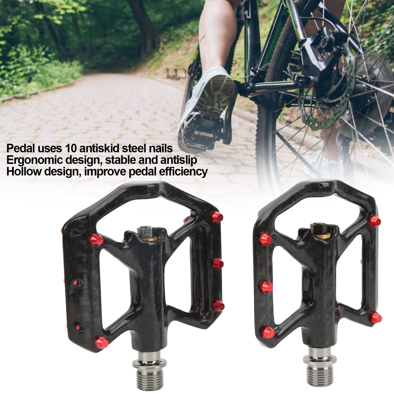 Premium Carbon Fiber Bike Pedals - 1 Pair with 3 Bearings Axle for MTB & Road Bikes | Lightweight & Durable Cycling Pedals for Mountain & Commuter Bikes