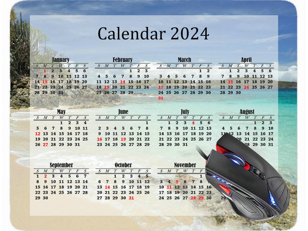 2024 Custom Gaming Mouse Pad with Monthly Calendar - Orange Slice Fish Design | Non-Slip Desk Mat for PC, Laptop & Office Use | Perfect Gift for Gamers & Anime Fans