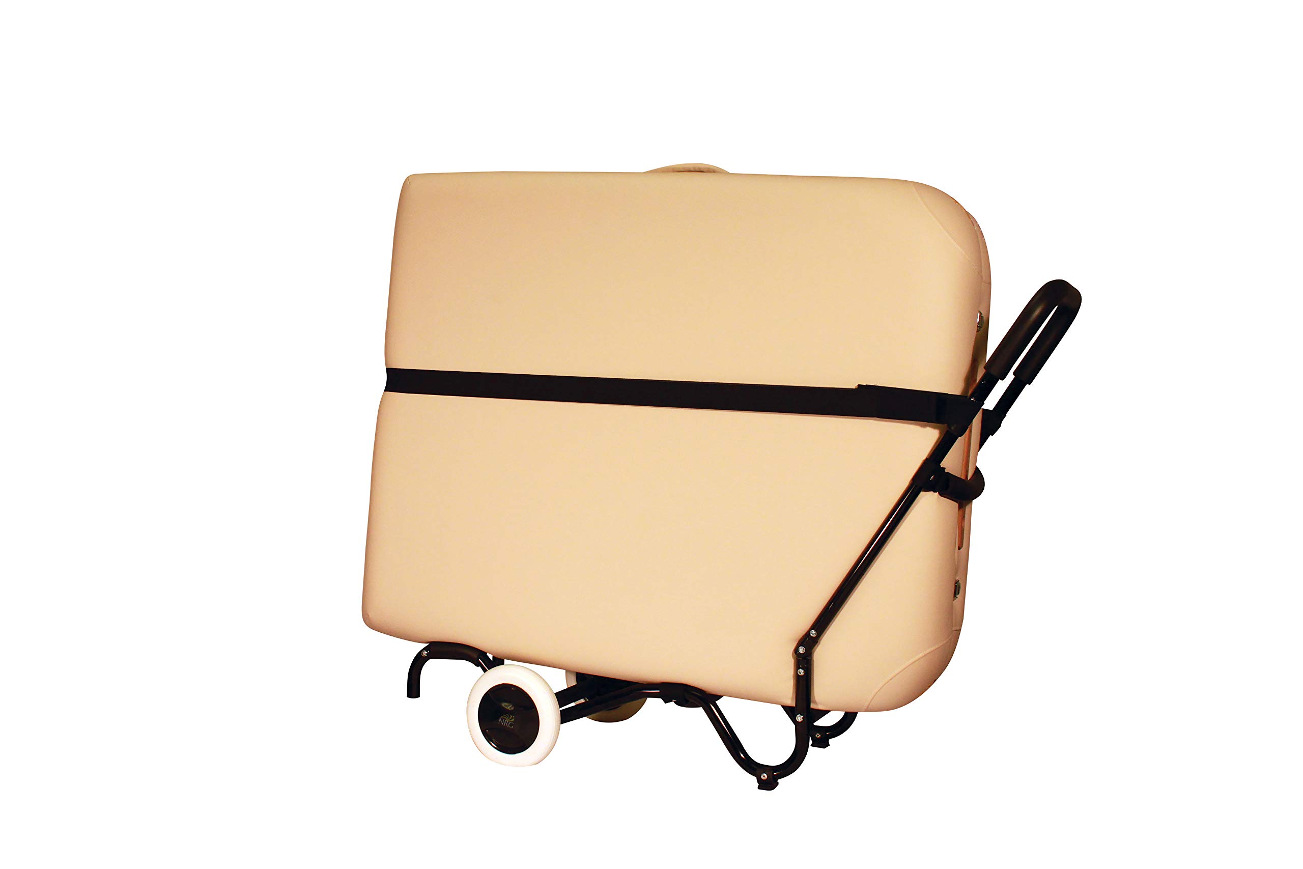 NRG Portable Massage Table Cart with Rubber Wheels & Telescoping Handle - Lightweight Durable Massage Equipment Carrier for Therapists - Fits All Brand Tables - Perfect for Spa, Clinic & Mobile Massage Services