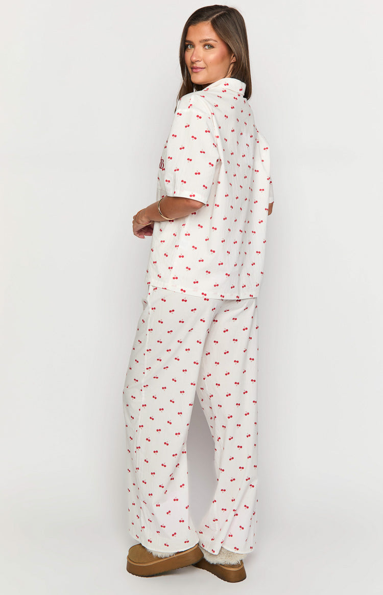 Alexea Women's Cherry Print Pajama Pants - Soft Cotton Sleepwear for Lounge & Relaxation at Home