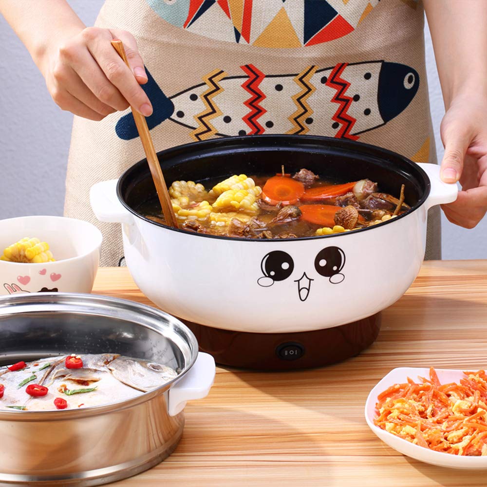 4-in-1 Multifunction Electric Skillet with Lid - Nonstick Stainless Steel Small Electric Stockpot for Hot Pot, Noodles, Rice, Steamed Eggs, Soup & Porridge - 3.6L 110V Electric Skillet - Perfect for Dorm, Office, Small Kitchen & Camping Cooking