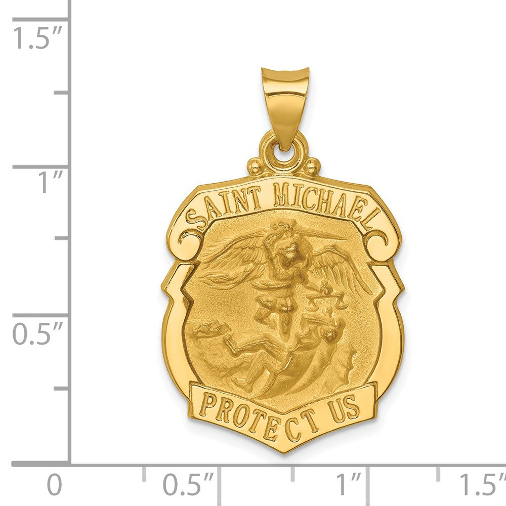 St. Michael Medal - Large Gold Hollow Pendant Necklace XR1306 for Protection & Faith - Perfect for Religious Gifts, Daily Wear & Spiritual Jewelry Collection