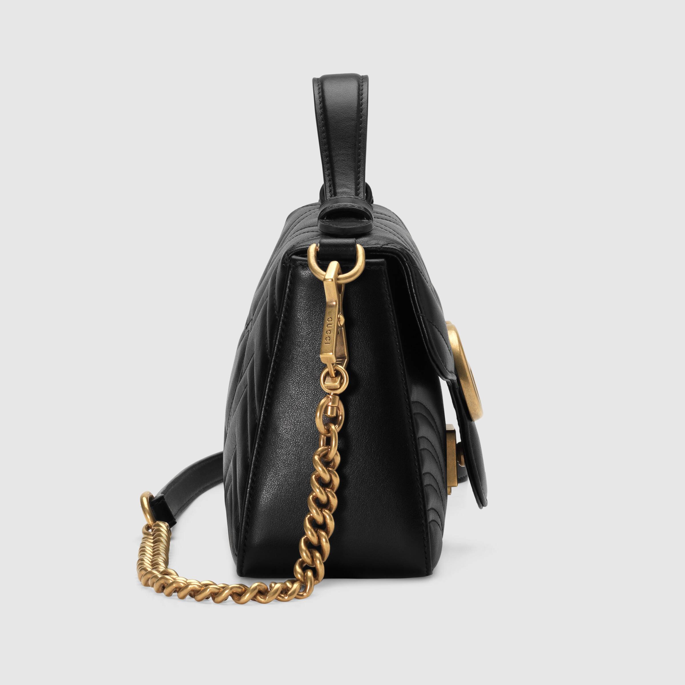 Gucci GG Marmont Mini Top Handle Bag Black Leather Crossbody Purse for Women | Luxury Designer Handbag for Date Night & Evening Events