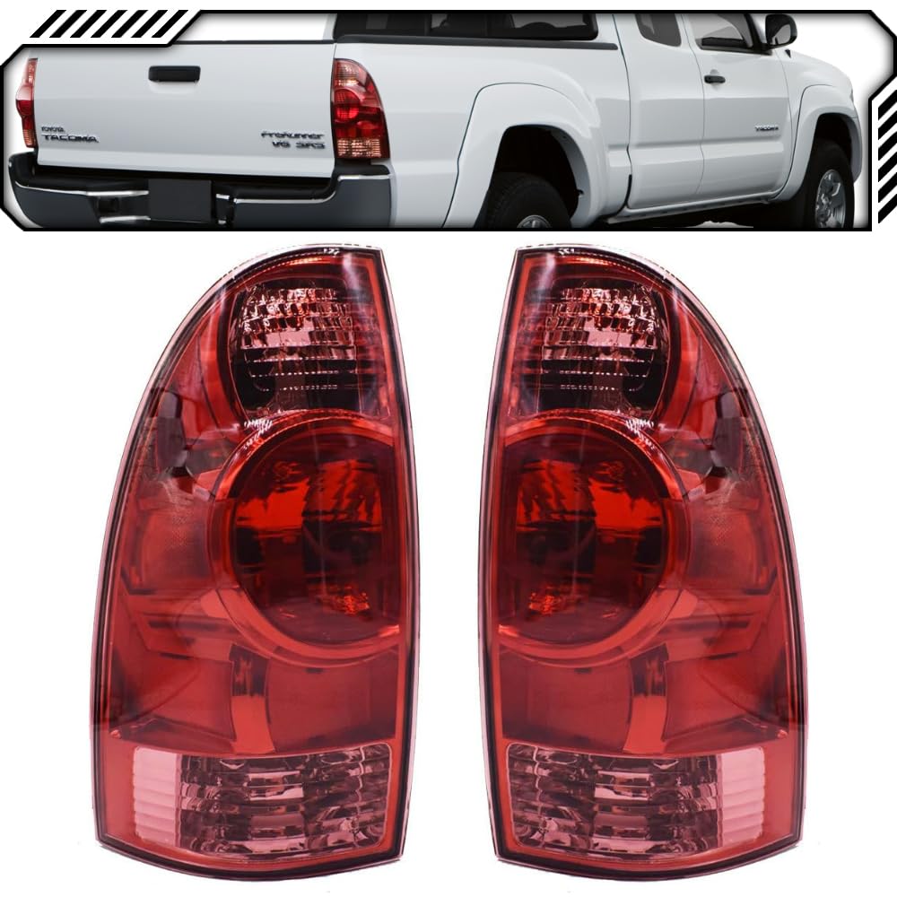 OE Style Halogen Tail Lights Assembly Replacement for 2005-2015 Toyota Tacoma - Pair (Part Numbers: TO2800158, TO2801158, 8156004150, 8155004150) - Durable & Waterproof for Off-Roading, Camping & Night Driving