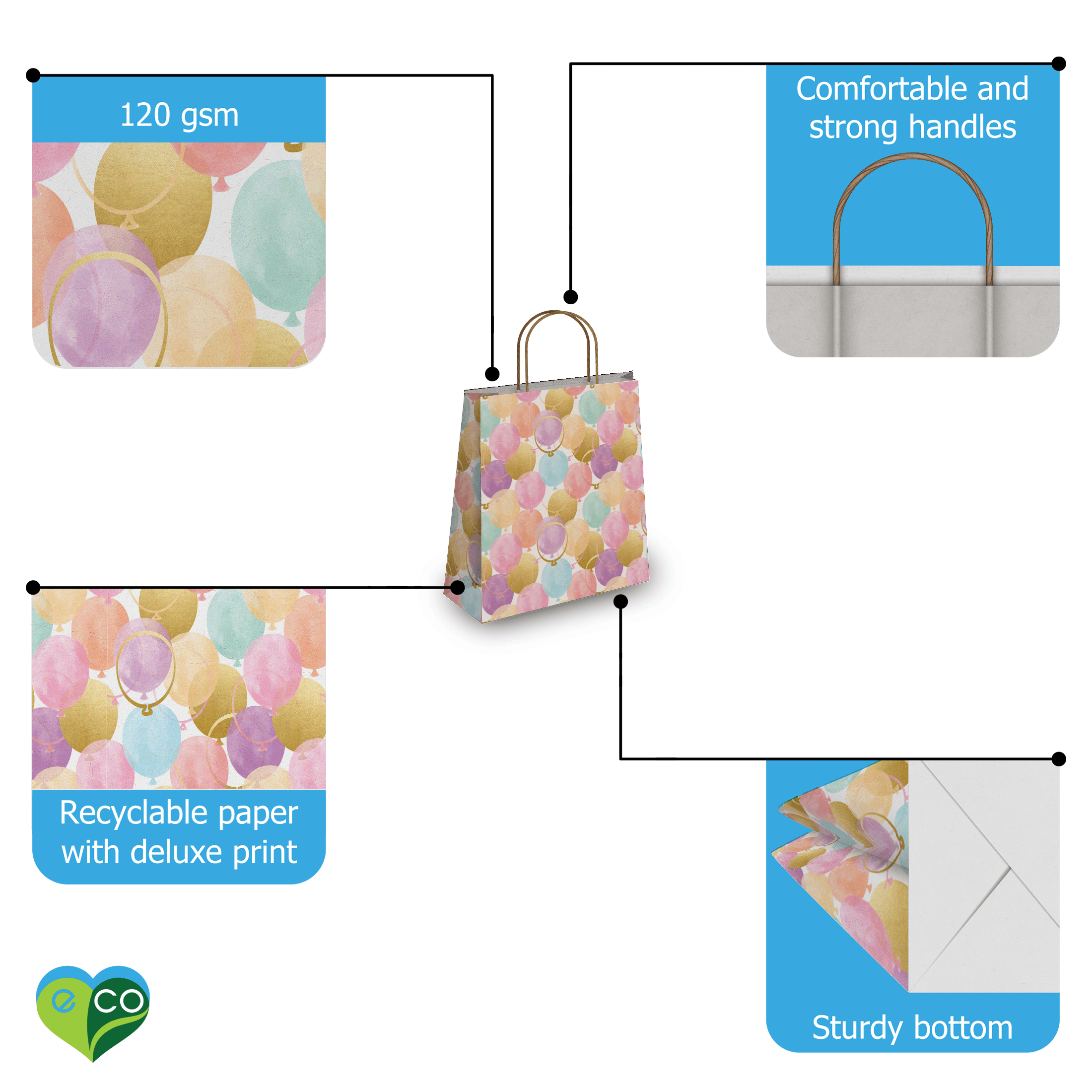 Eco-Friendly Kraft Birthday Gift Bags - 10.5x8x4.5 Inches - Bulk Party Favor Bags for Birthdays, Baby Showers & Special Occasions